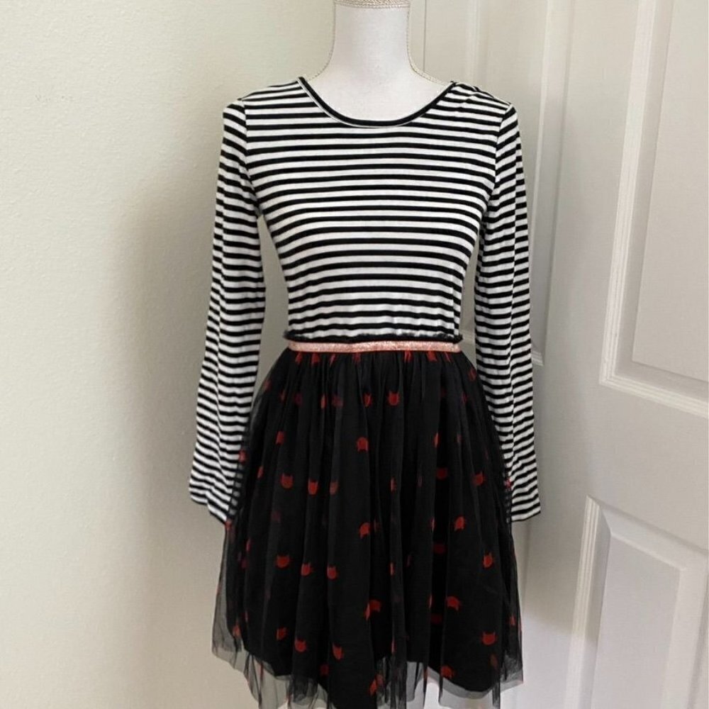 Target Cat & Jack™ Girls' Halloween Long Sleeve Tulle Dress Black/White XL 14